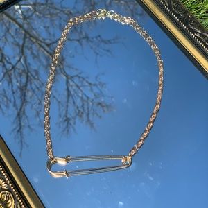 handmade gold safety pin chain necklace